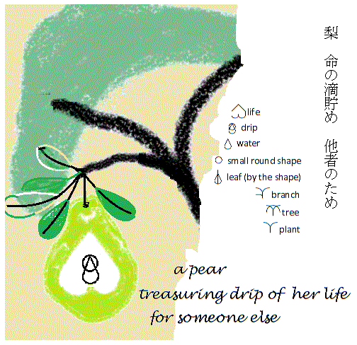 Haiku with the pictographic image [A pear]
